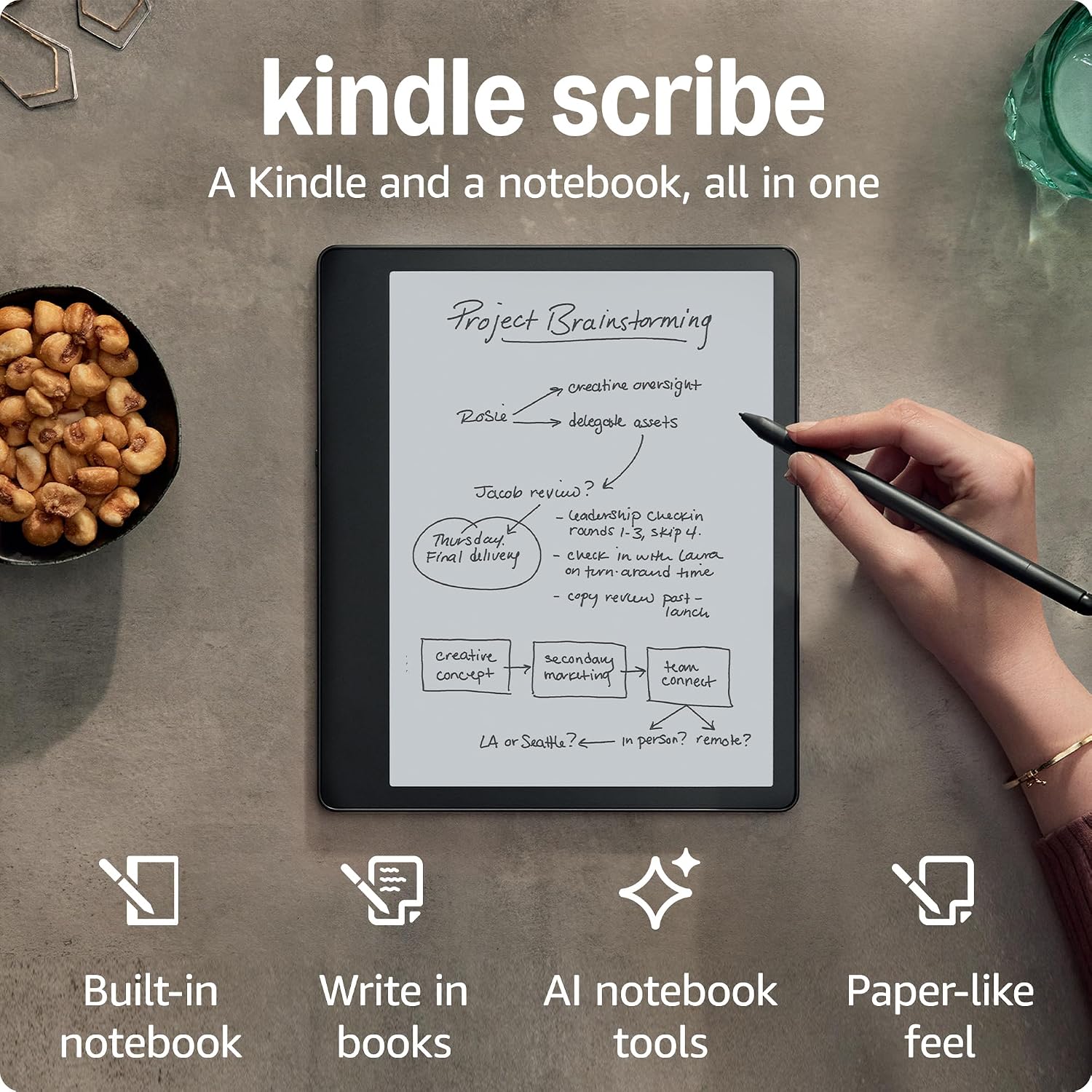 Amazon Kindle Scribe (16 GB) 10.2" 300 ppi Paperwhite Display with Premium Pen