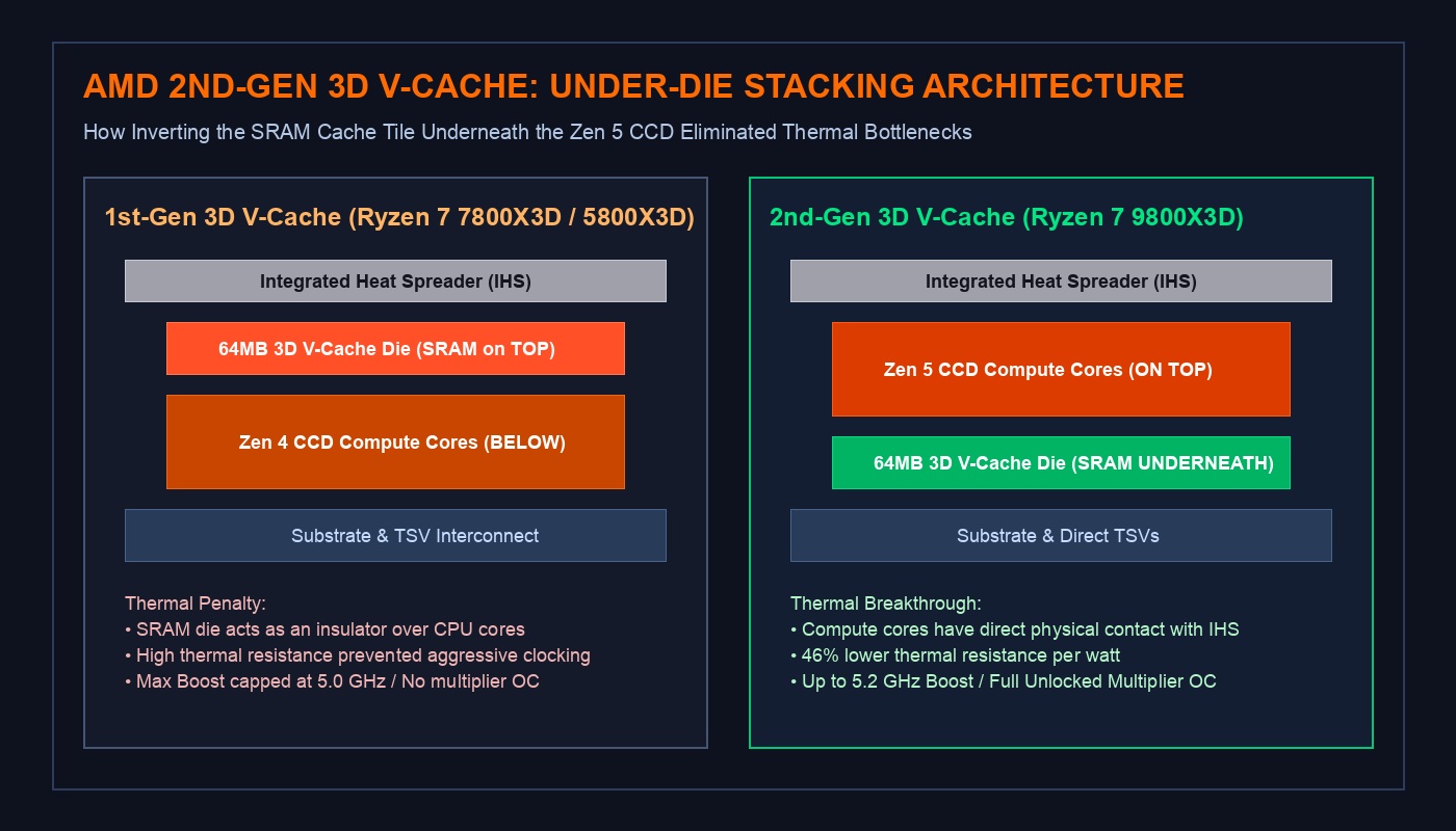 AMD 2nd-Gen 3D V-Cache Under-Die Stacking Architecture