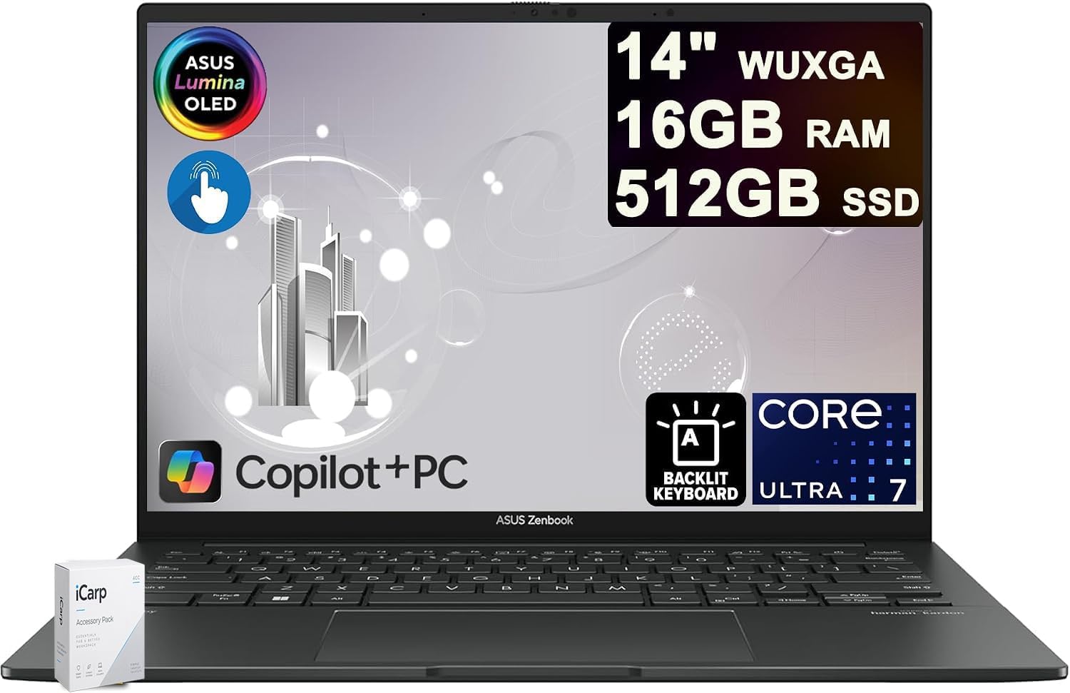 ASUS Zenbook S 14 OLED Laptop (Intel Core Ultra 7 258V Lunar Lake, 32GB LPDDR5X-8533, 1TB SSD, 3K 120Hz)