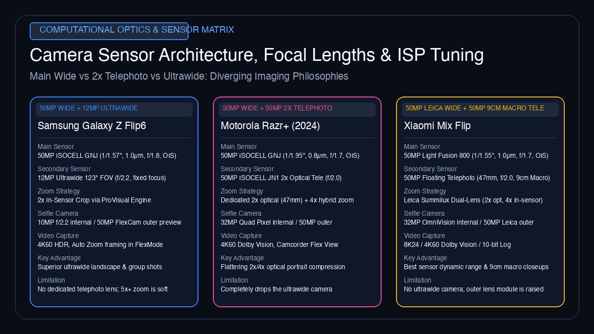 Clamshell Foldable Camera Sensor and Optical Architecture