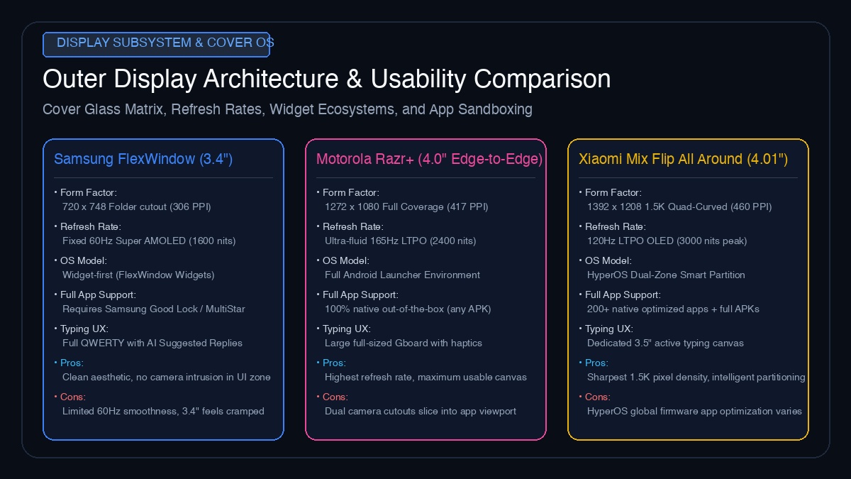 Cover Screen Architecture and Usability Comparison