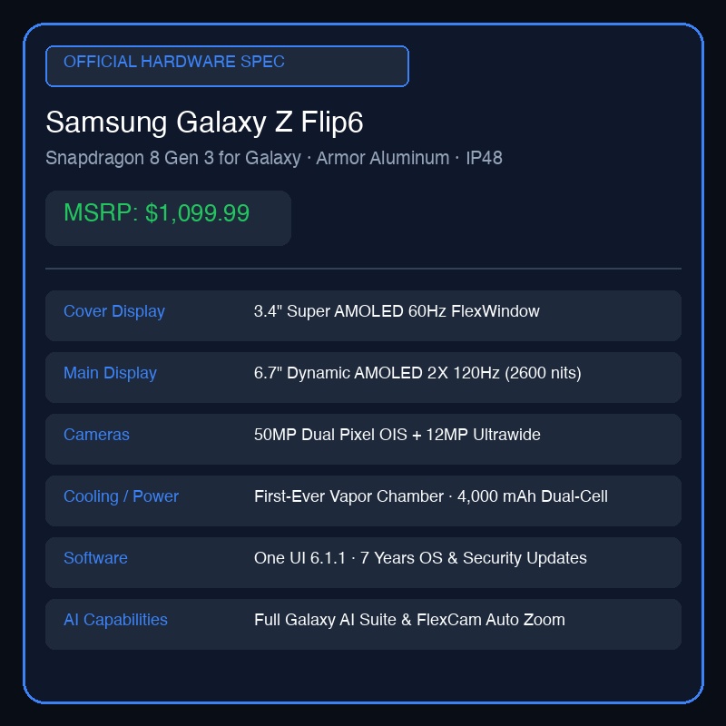 Samsung Galaxy Z Flip6 AI Smartphone