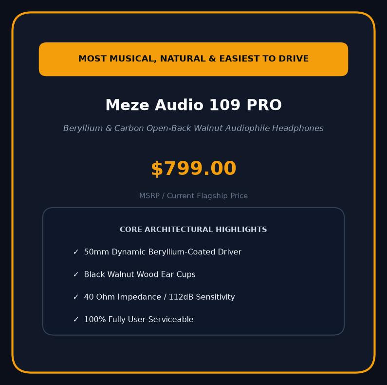 Meze Audio 109 PRO Dynamic Open-Back Walnut Audiophile Headphones