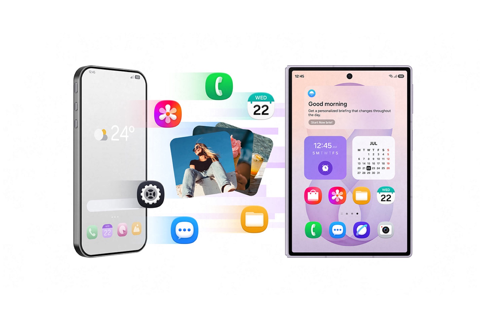 Samsung Smart Switch moving photos, messages and settings from an iPhone to a Galaxy Z Fold8