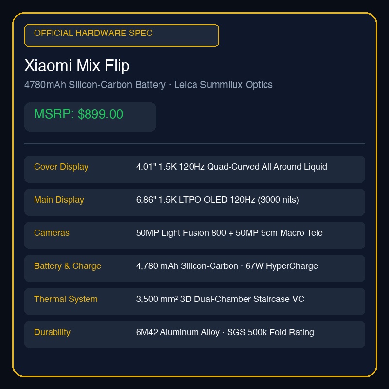 Xiaomi Mix Flip Flagship Foldable Smartphone